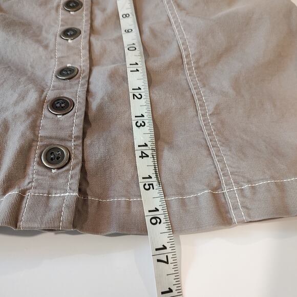 Aventura Taupe Button Down Cotton A-Line Mini Skirt Size 4 - Picture 5 of 8